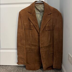Vintage Californian Suede Jacket Coat Men 40 Brown Chore Pockets Leather Buttons